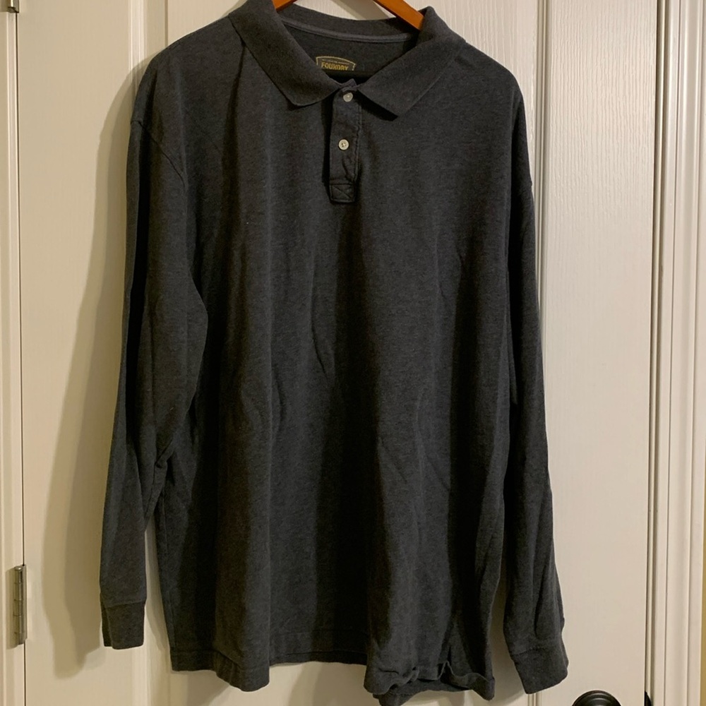 The Foundry men’s B&T long-sleeved polo shirt 2XLT charcoal gray